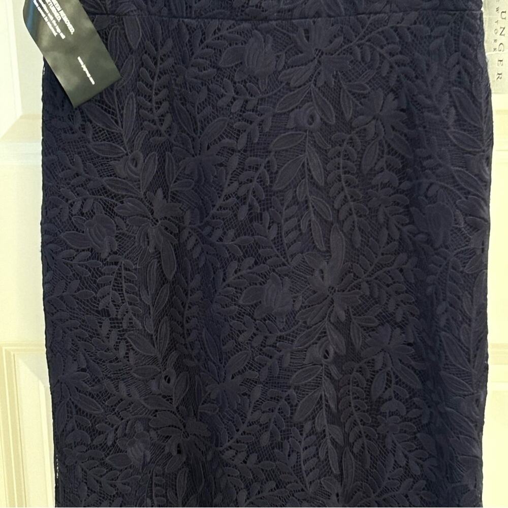 Kay Unger Portia Tea Length Midi Dress in Midnight Blue Size 6 - Picture 5 of 15